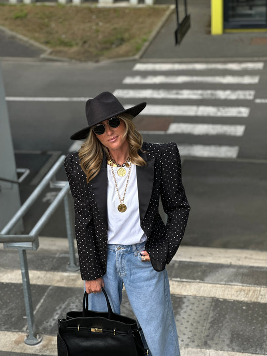 Blazer à pois épaulettes 10356