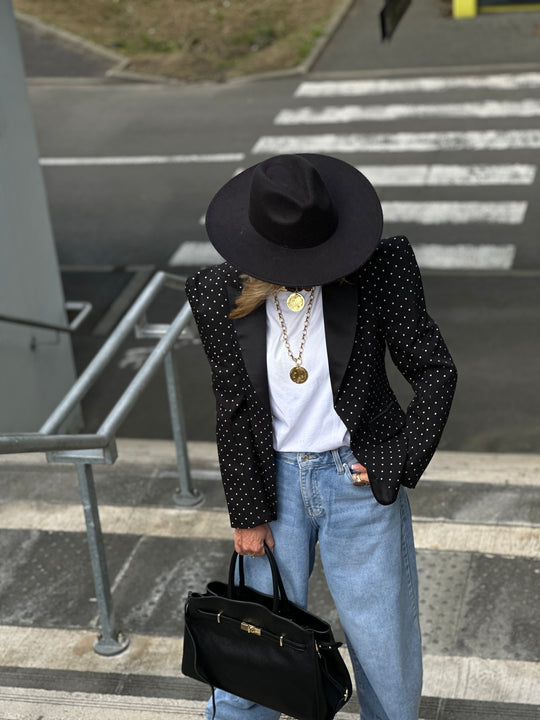 Blazer à pois épaulettes 10356