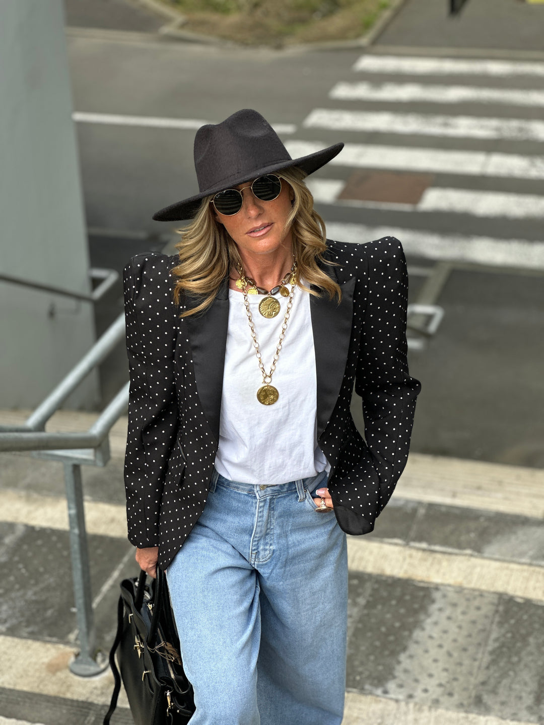 Blazer à pois épaulettes 10356