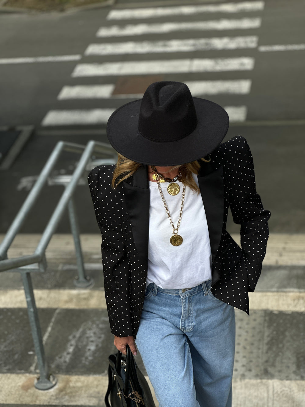 Blazer à pois épaulettes 10356