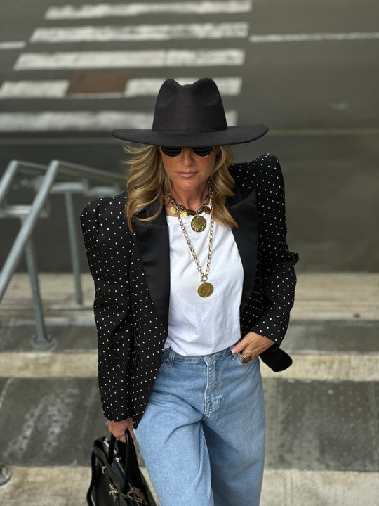 Blazer à pois épaulettes 10356