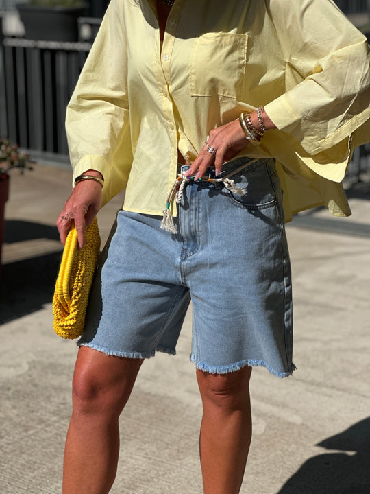 Short jean droite ceinture