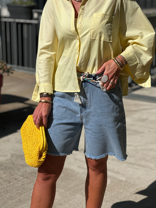 Short jean droite ceinture