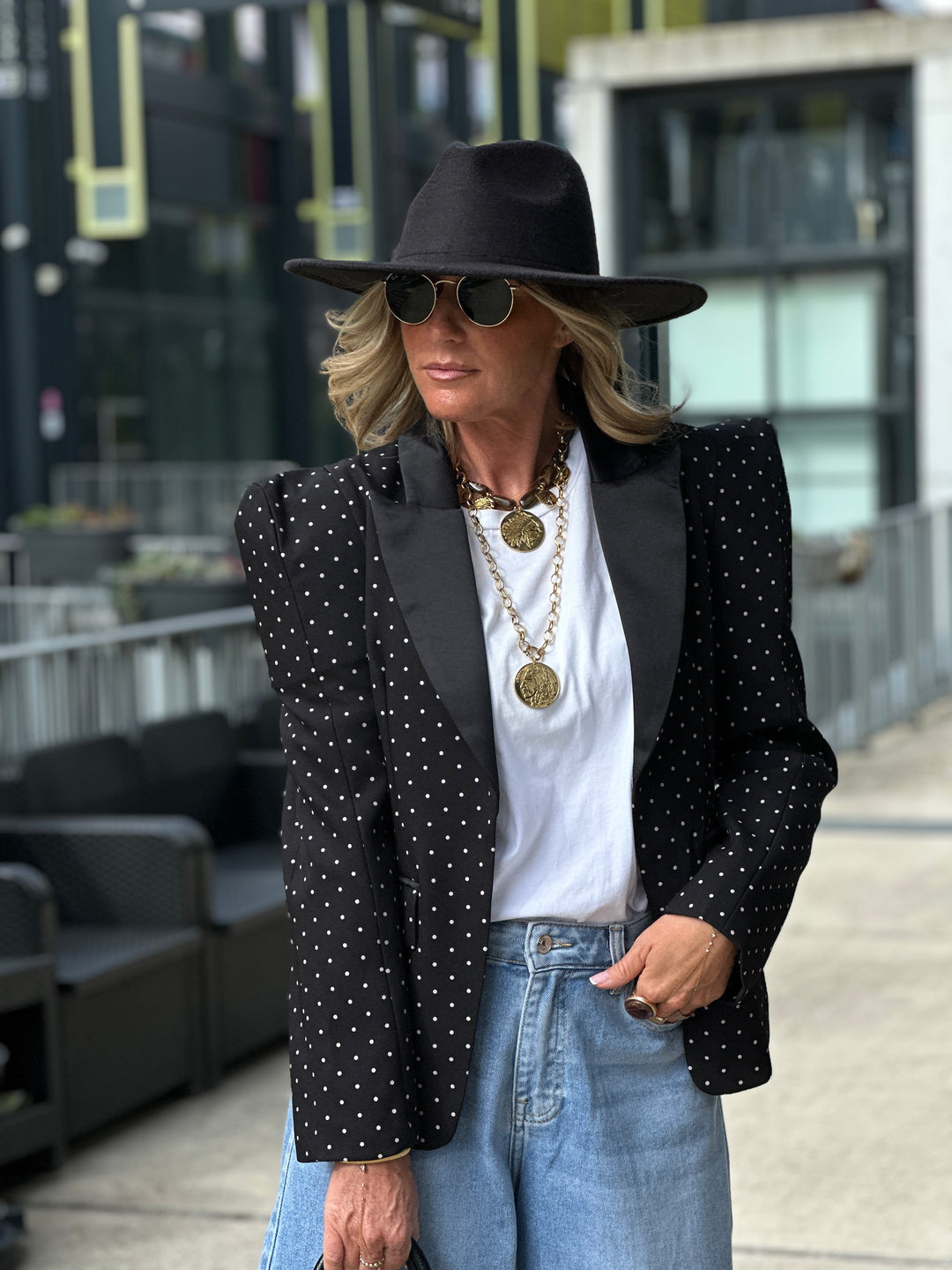 Blazer à pois épaulettes 10356