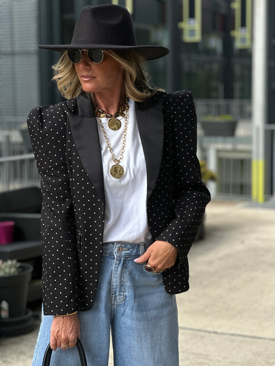 Blazer à pois épaulettes 10356