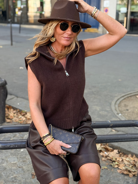 Pull sans manches zip 2535