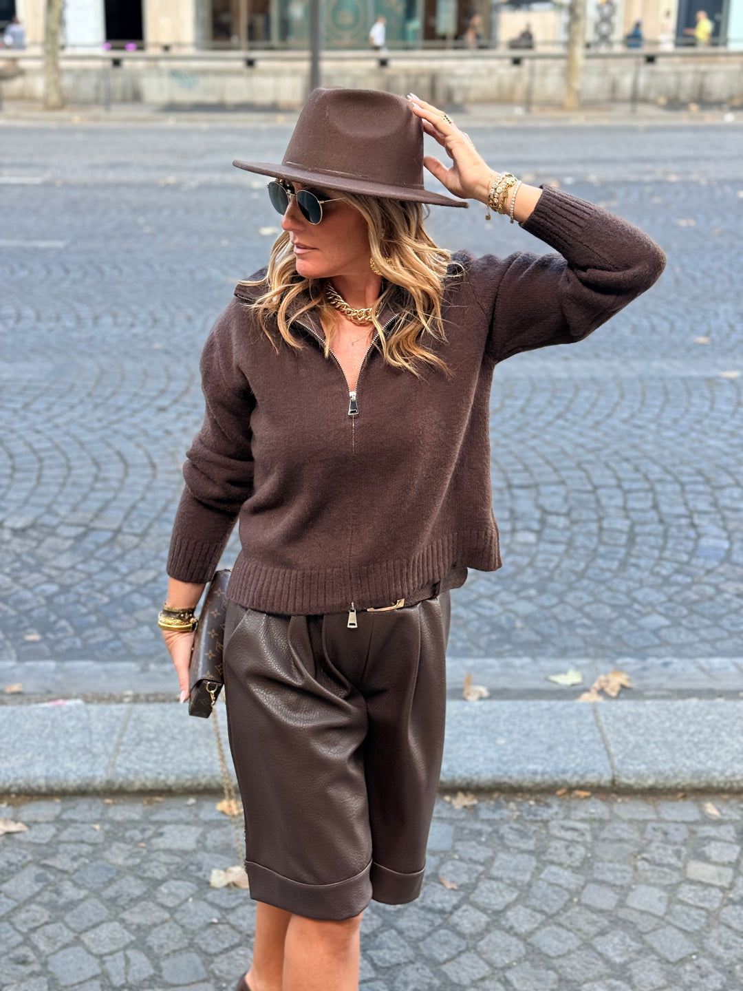 Pull manches longues zip