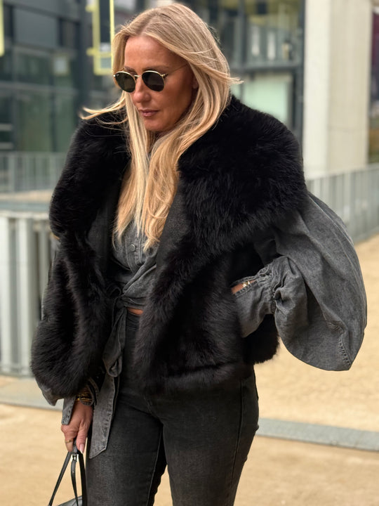 Gilet sans manches fourrure Noir réversible 88275