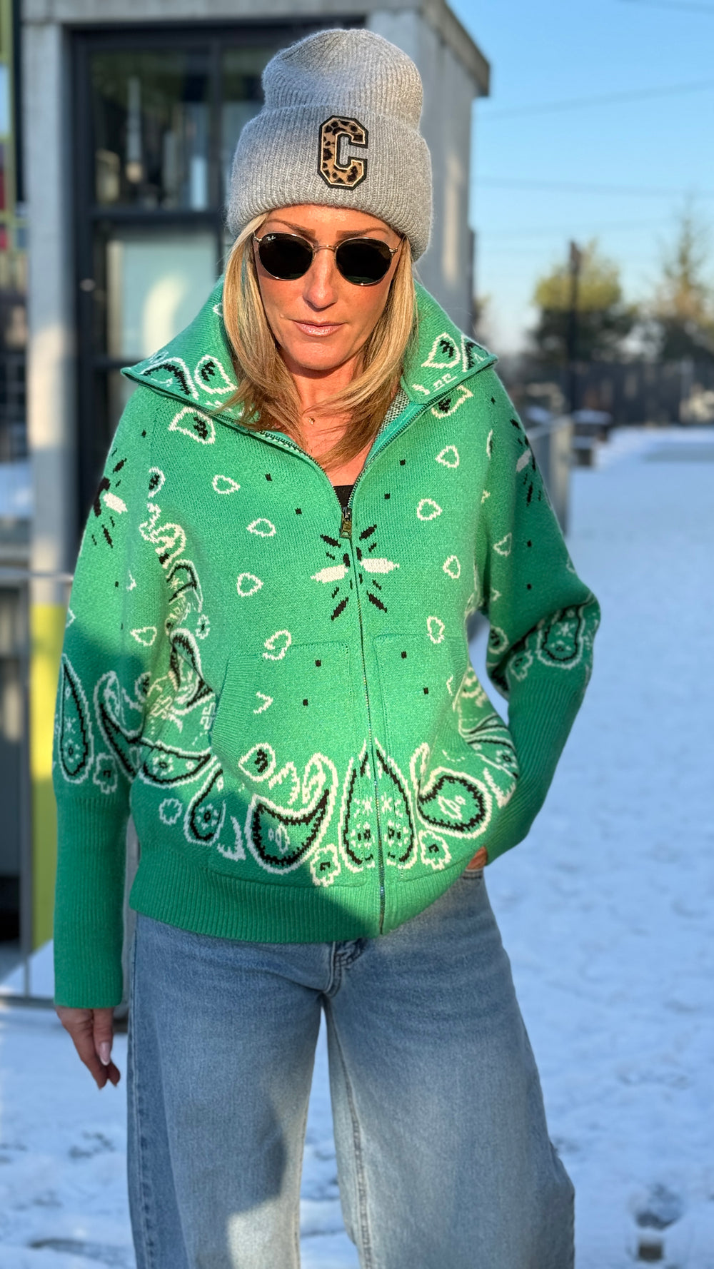 Gilet bandana zip Vert