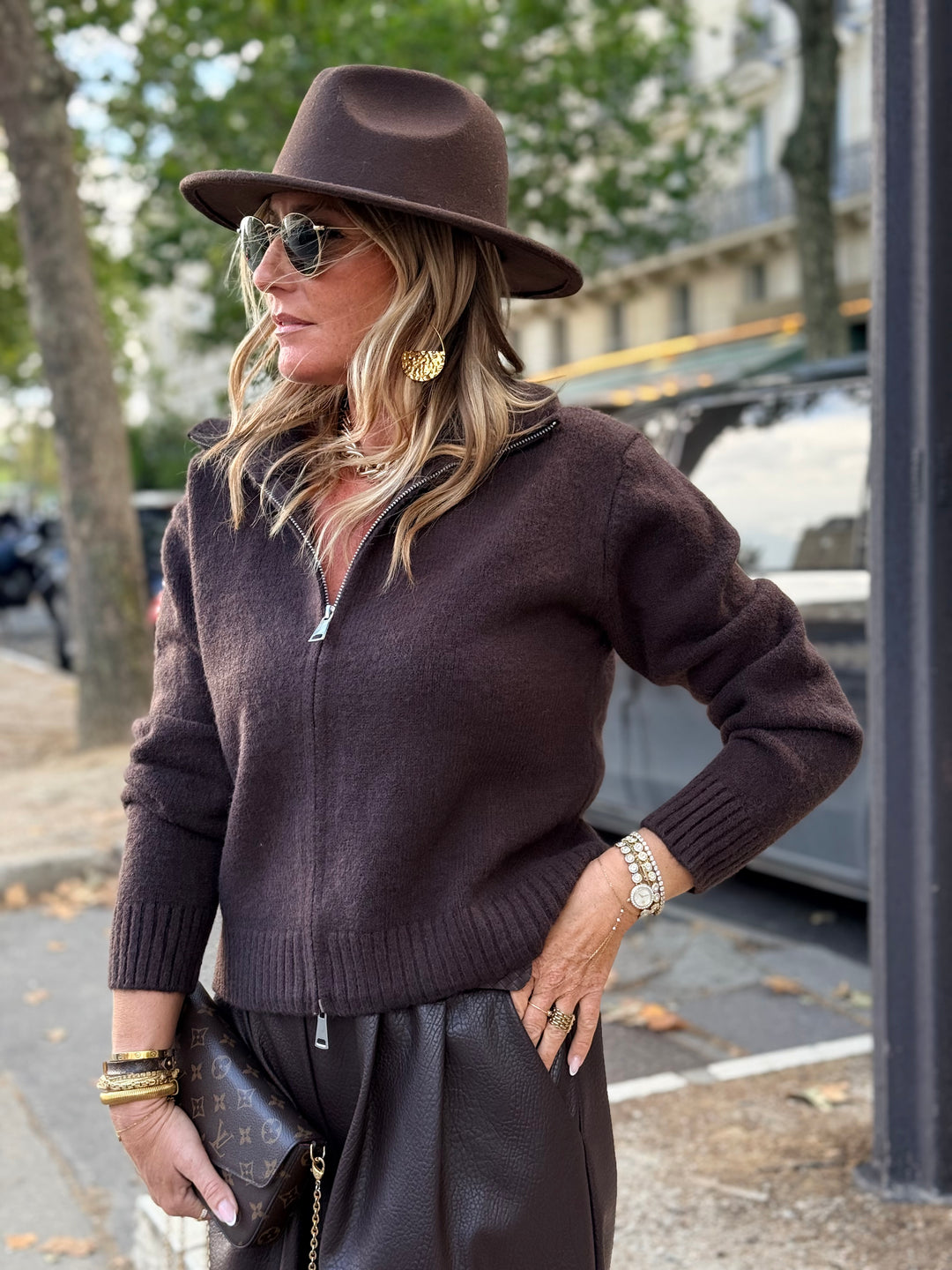 Pull manches longues zip