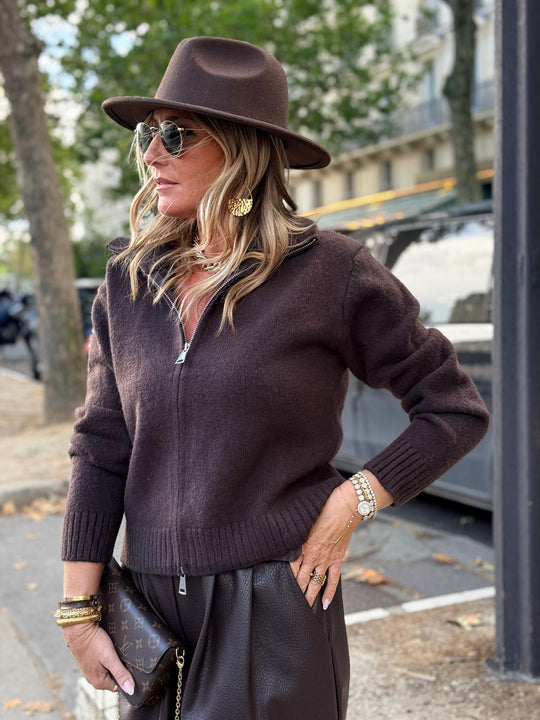 Pull manches longues zip