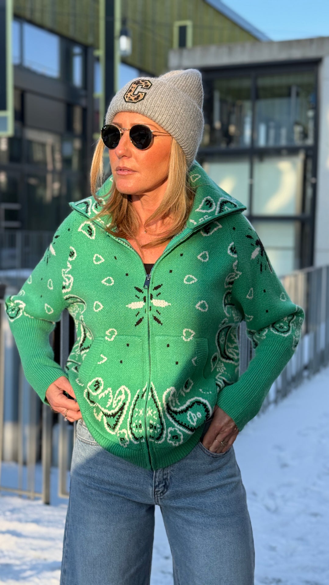 Gilet bandana zip Vert