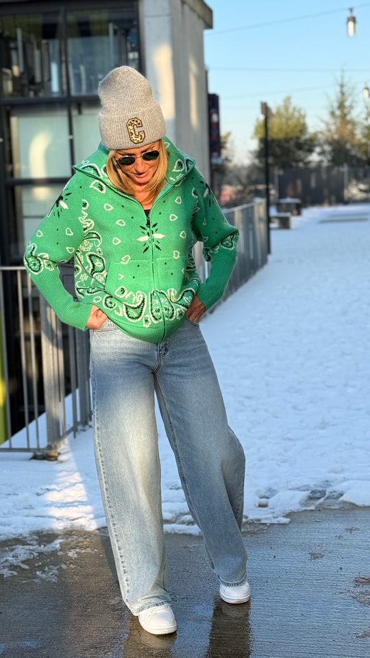 Gilet bandana zip Vert