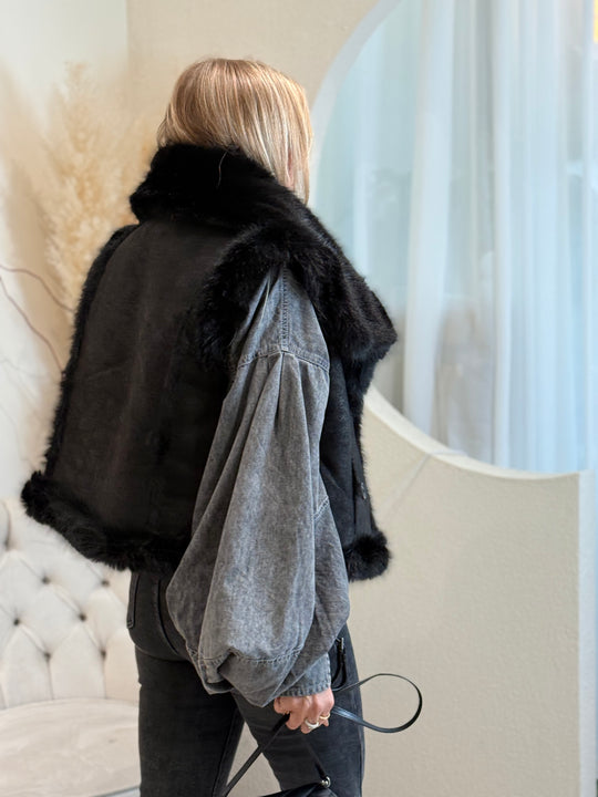 Gilet sans manches fourrure Noir réversible 88275