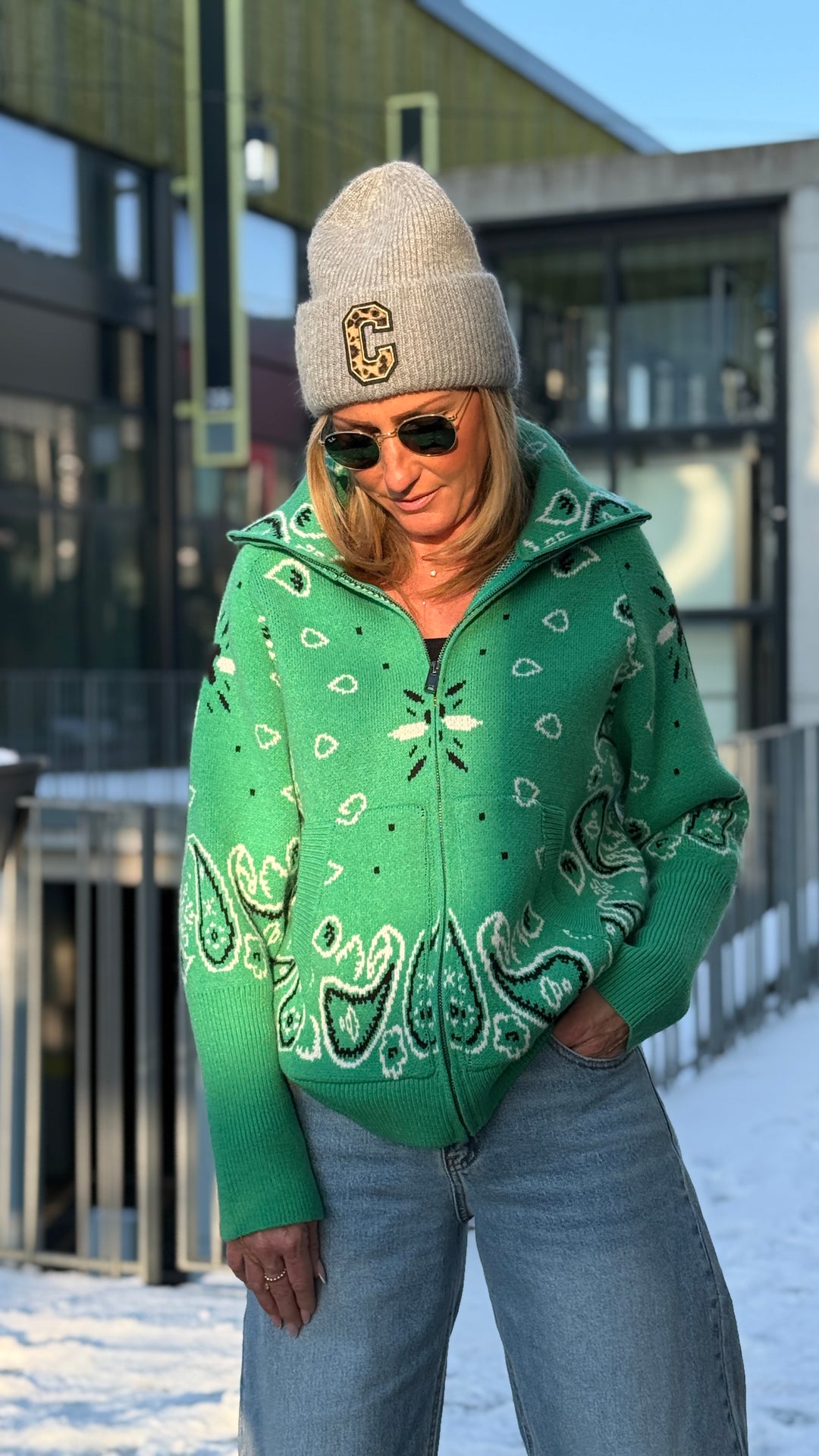 Gilet bandana zip Vert