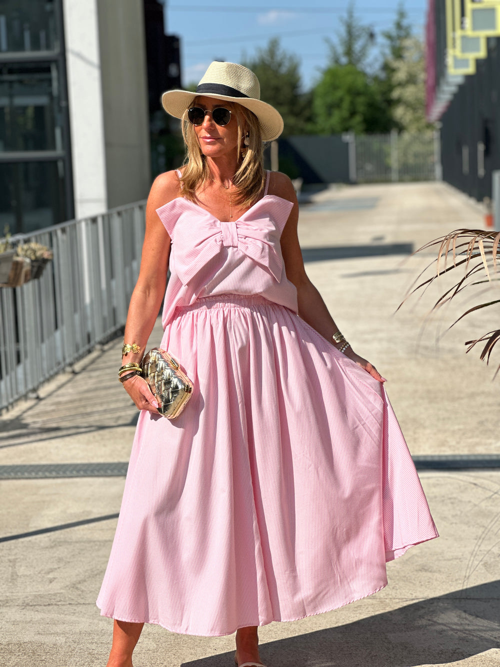Top noeud bretelles rose 3277