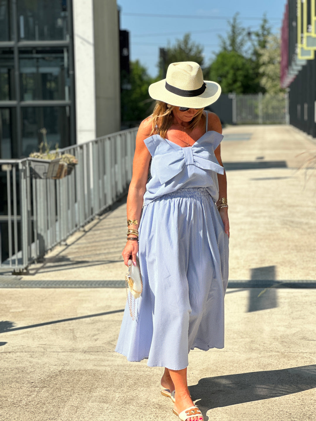 Top noeud bretelles bleu 3277