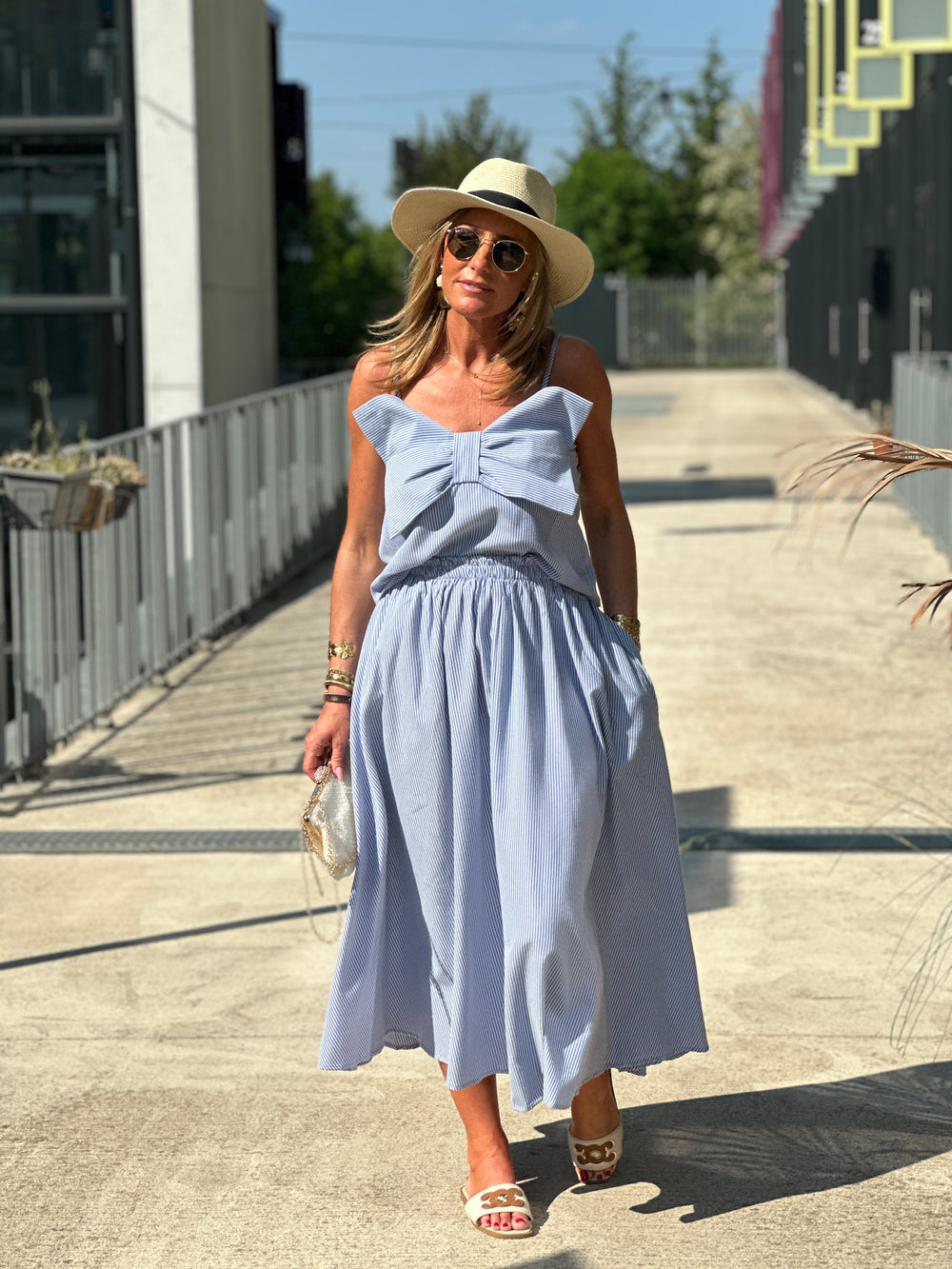 Top noeud bretelles bleu 3277