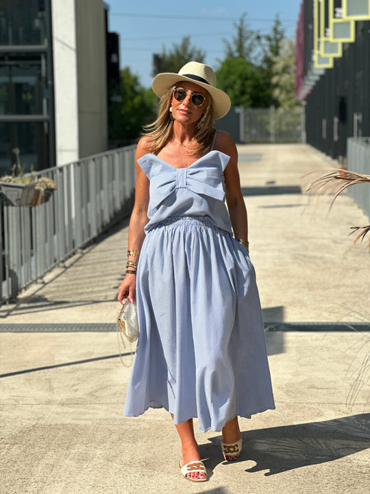 Top noeud bretelles bleu 3277