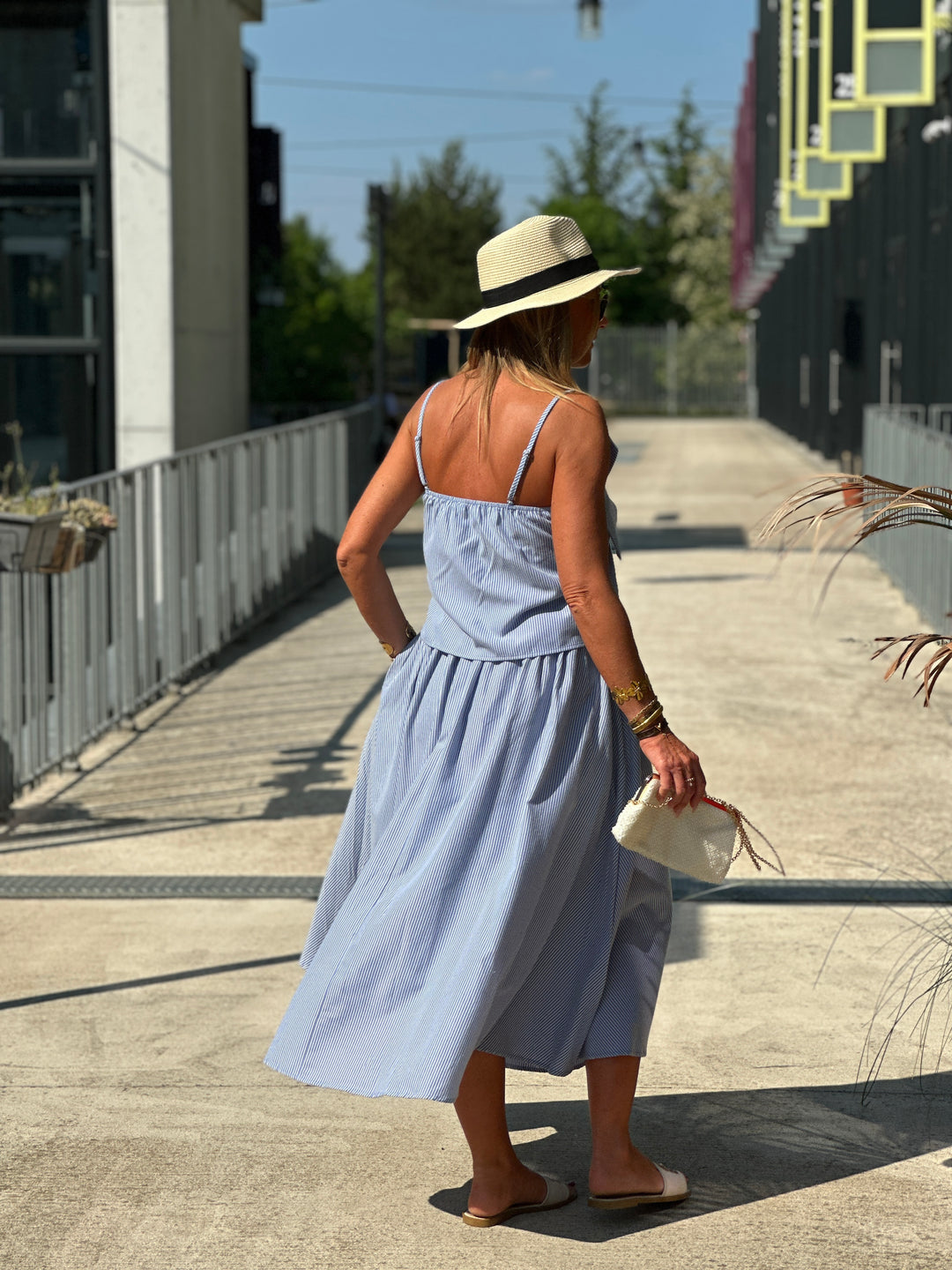 Top noeud bretelles bleu 3277