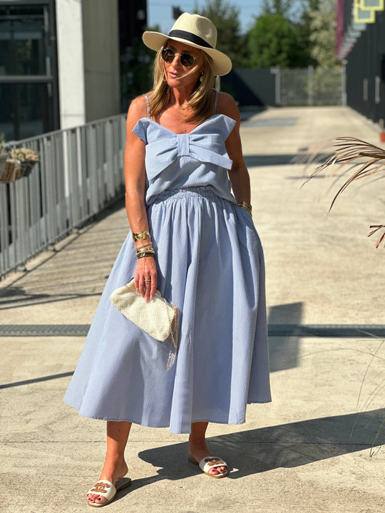 Top noeud bretelles bleu 3277