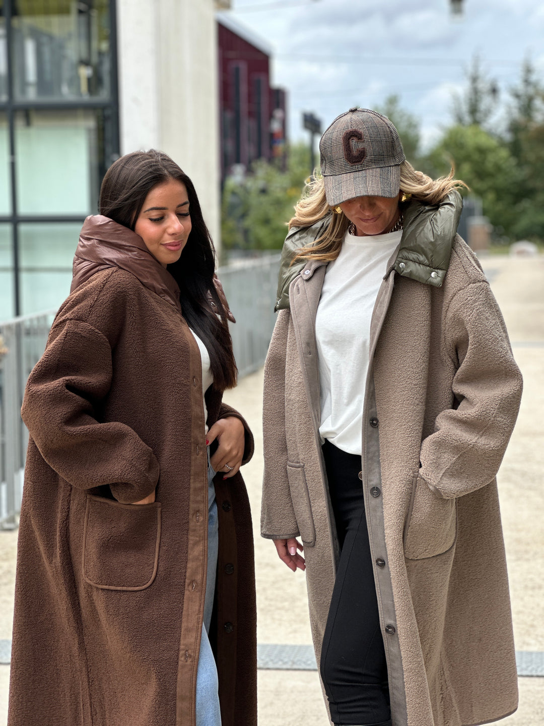 Manteau Taupe moumoute avec capuche OX9099