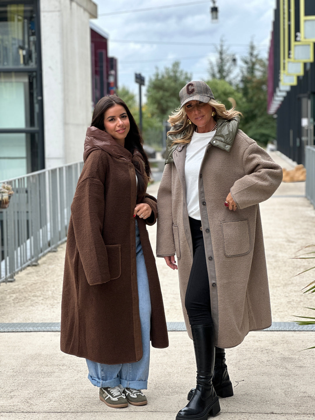 Manteau marron moumoute avec capuche OX9099