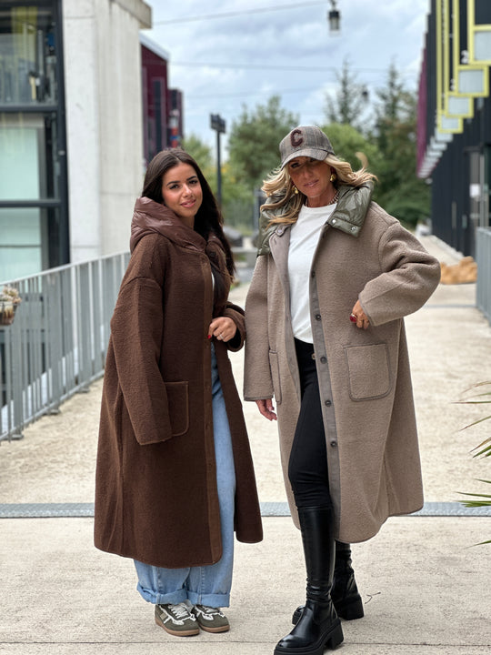 Manteau marron moumoute avec capuche OX9099