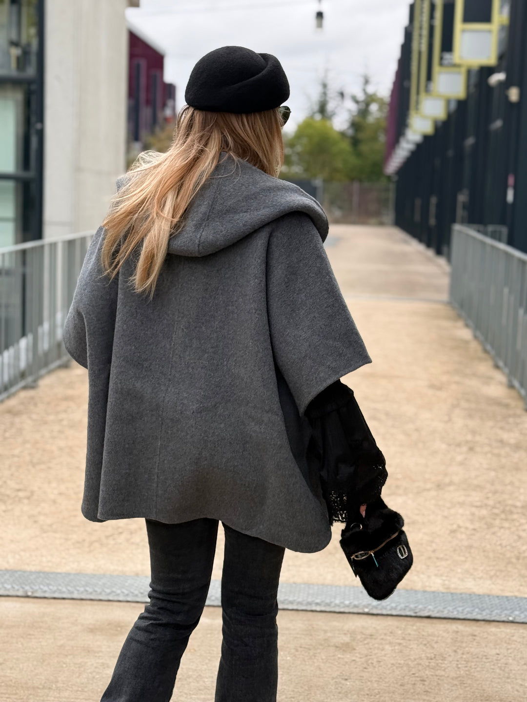 Veste Cape laine gris sy813