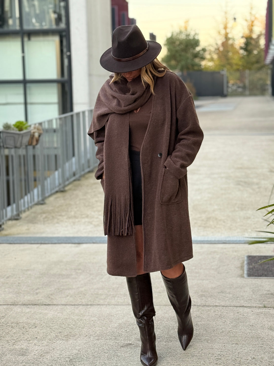 Manteau écharpe frange 5533