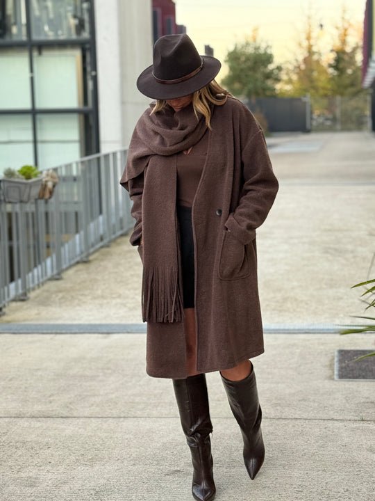 Manteau écharpe frange 5533