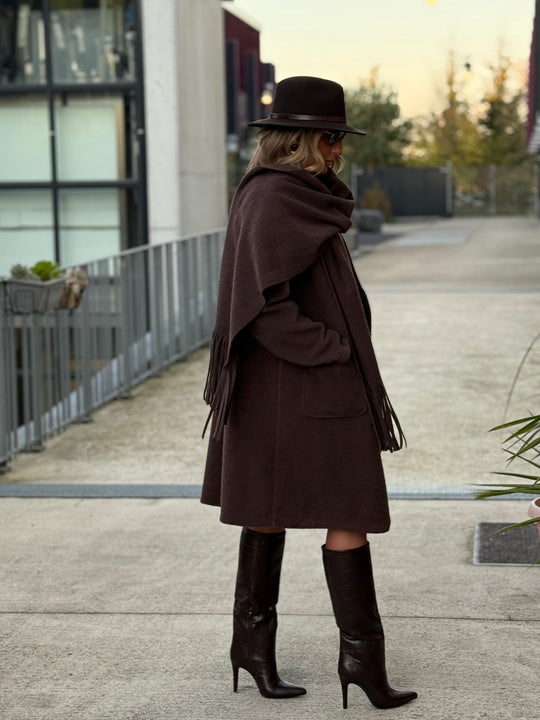 Manteau écharpe frange 5533