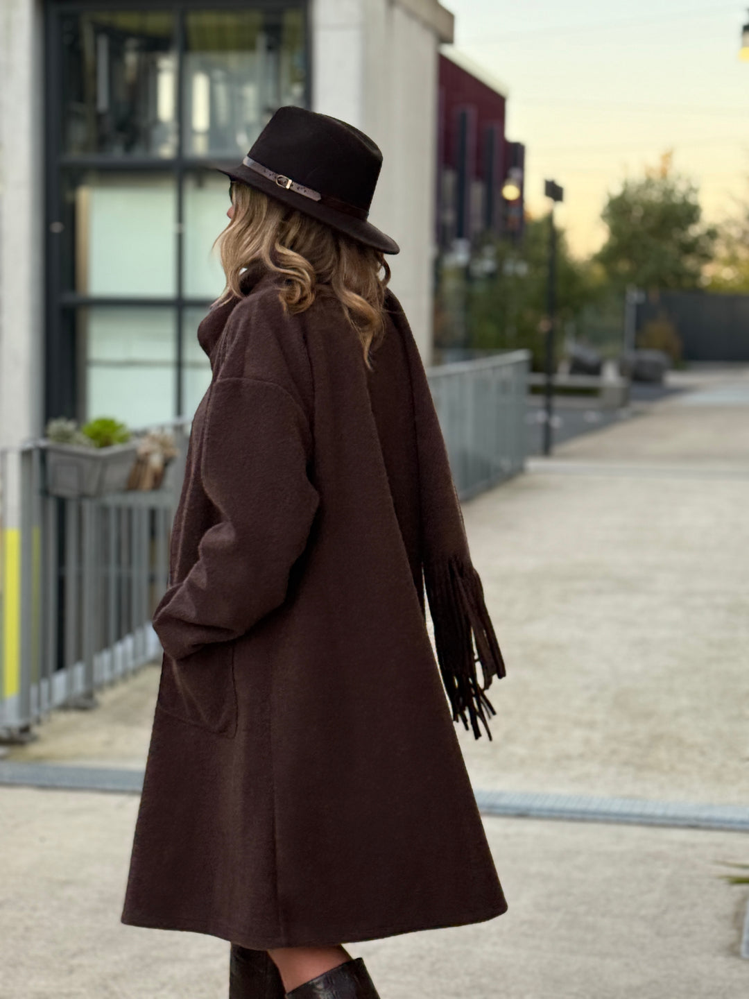 Manteau écharpe frange 5533