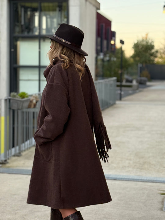 Manteau écharpe frange 5533
