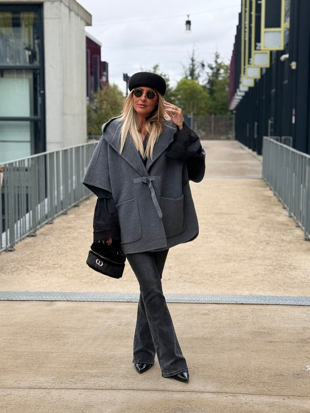 Veste Cape laine gris sy813