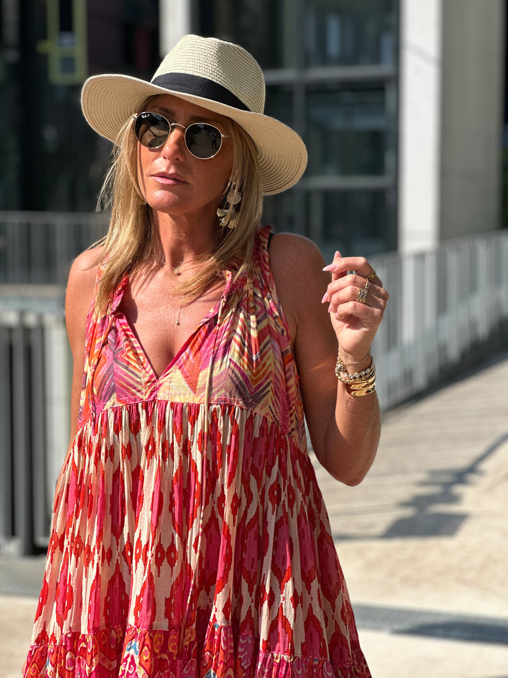 Robe orange imprimée Panama