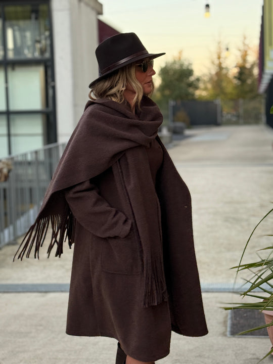 Manteau écharpe frange 5533