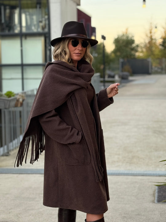 Manteau écharpe frange 5533