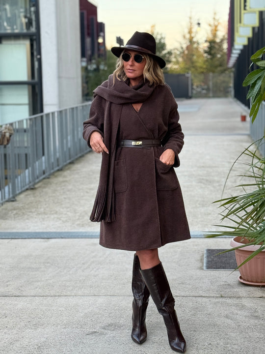 Manteau écharpe frange 5533