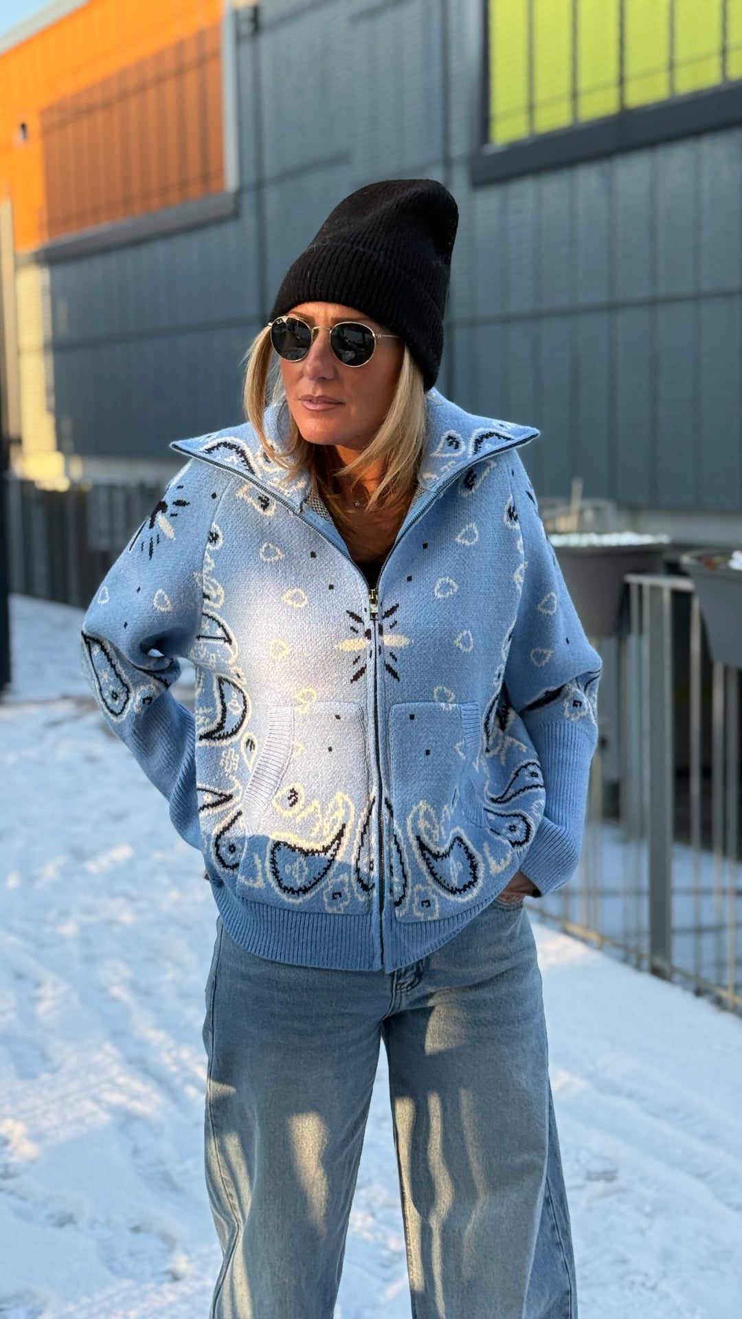 Gilet bandana zip bleu ciel