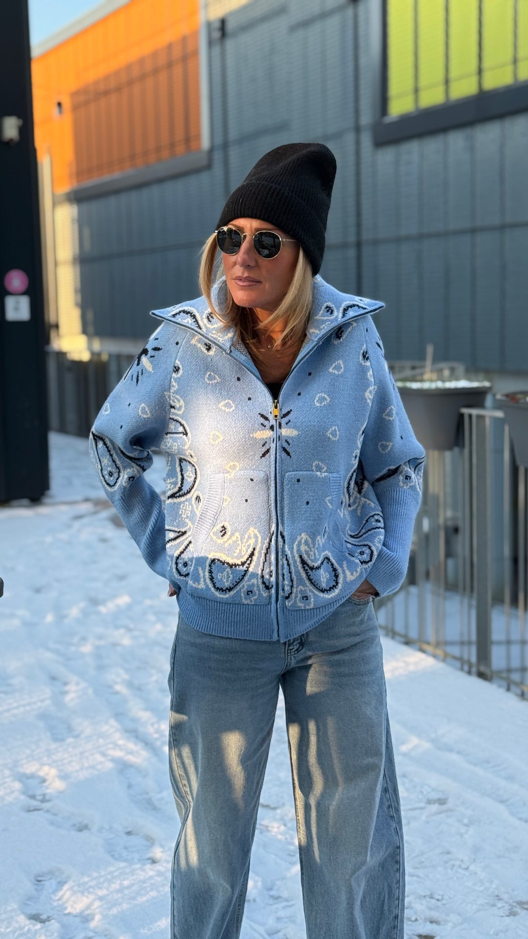 Gilet bandana zip bleu ciel