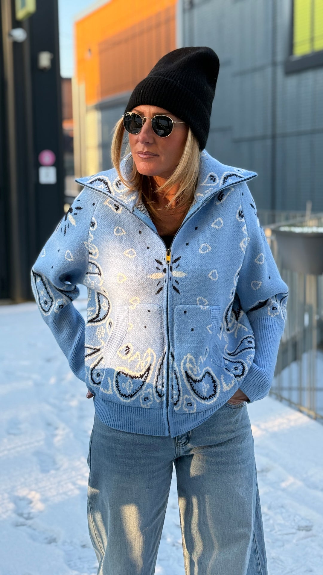 Gilet bandana zip bleu ciel