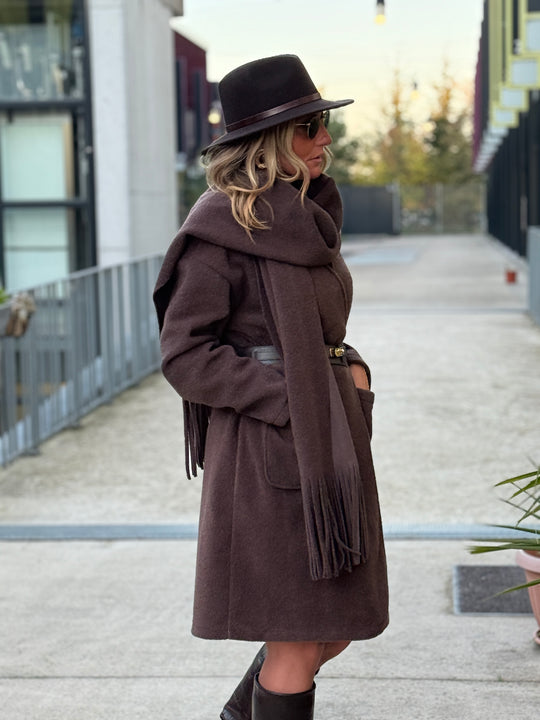 Manteau écharpe frange 5533