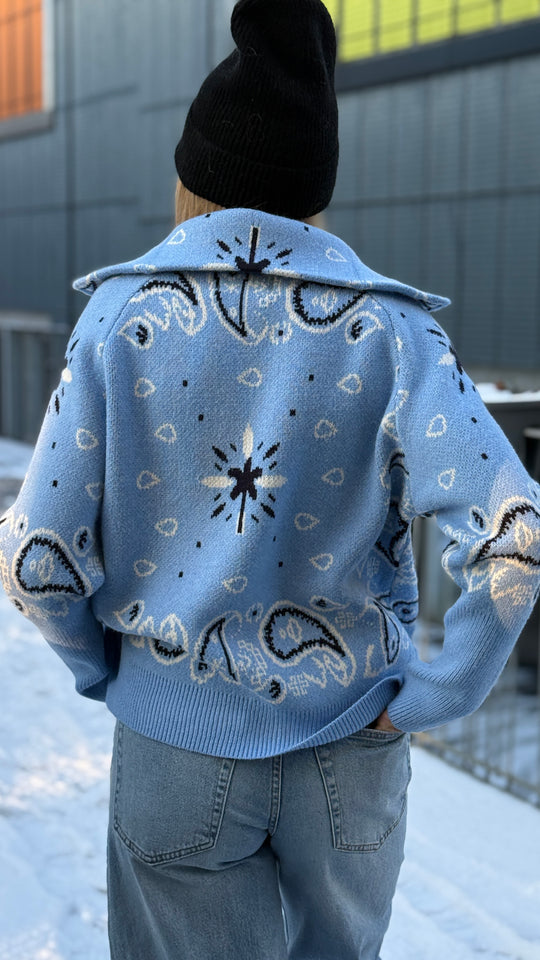 Gilet bandana zip bleu ciel