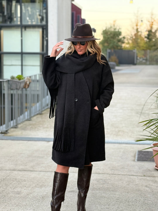 Manteau écharpe frange 5533