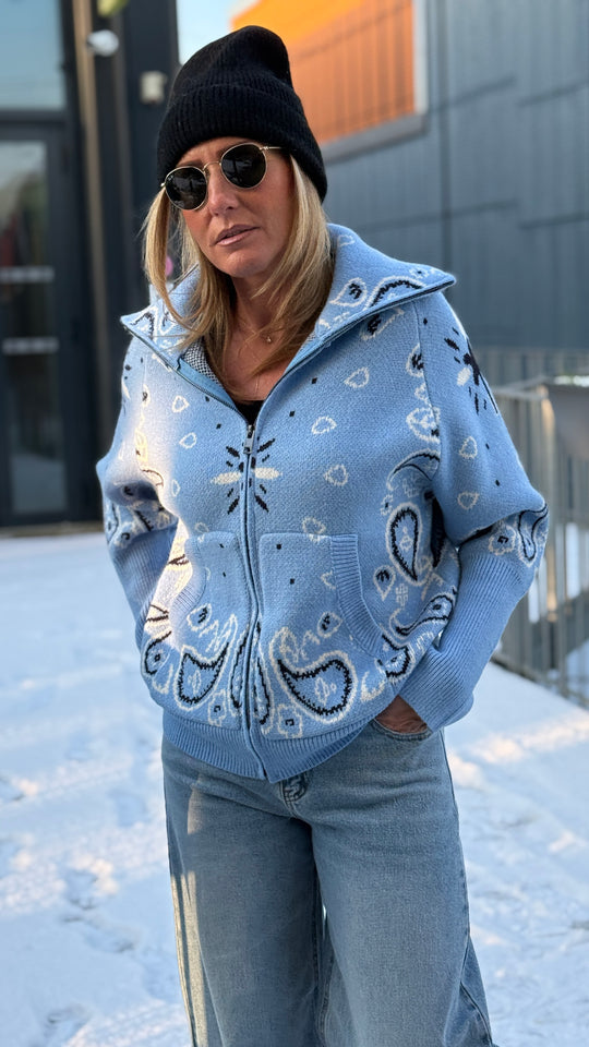 Gilet bandana zip bleu ciel