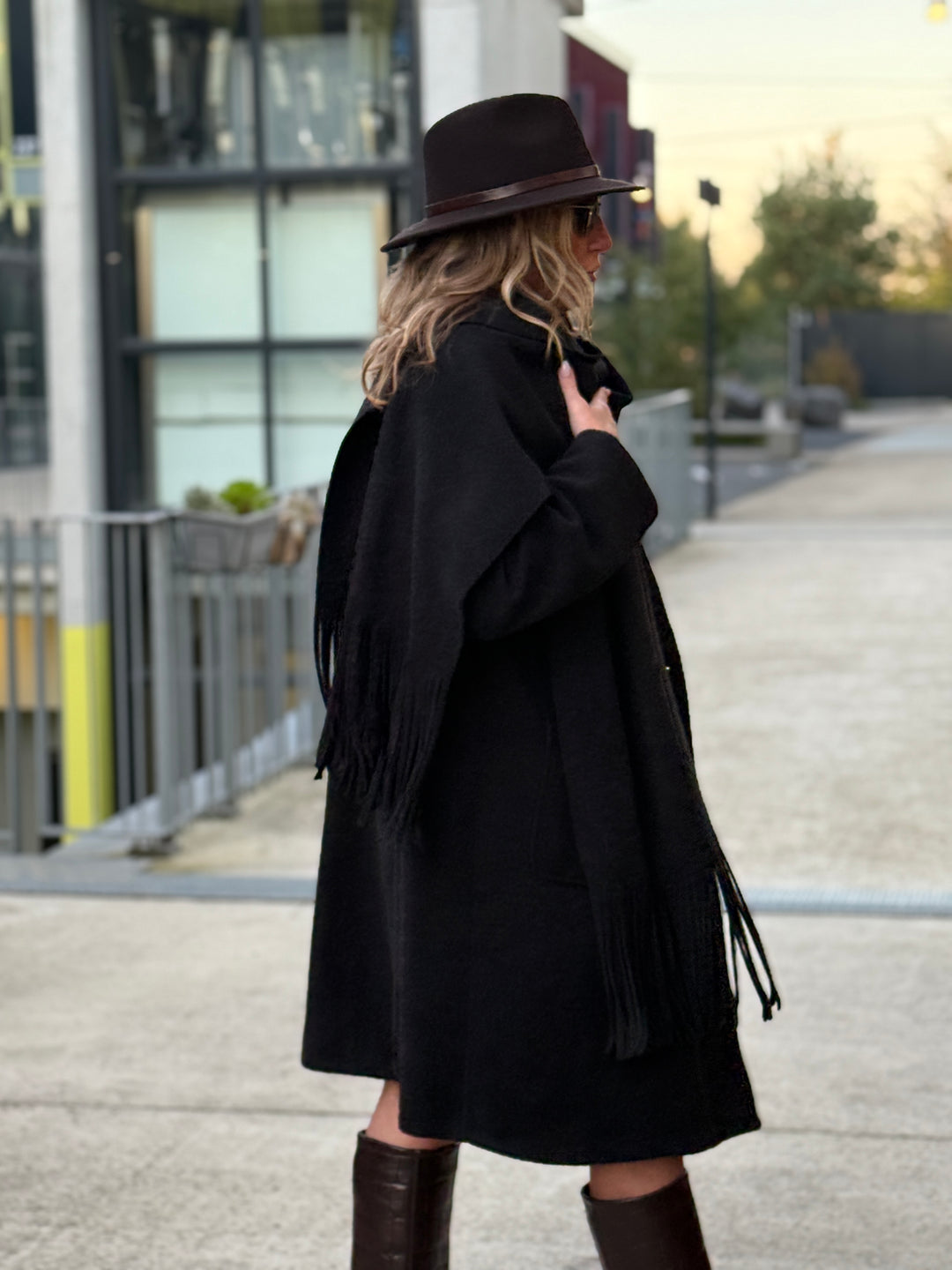 Manteau écharpe frange 5533