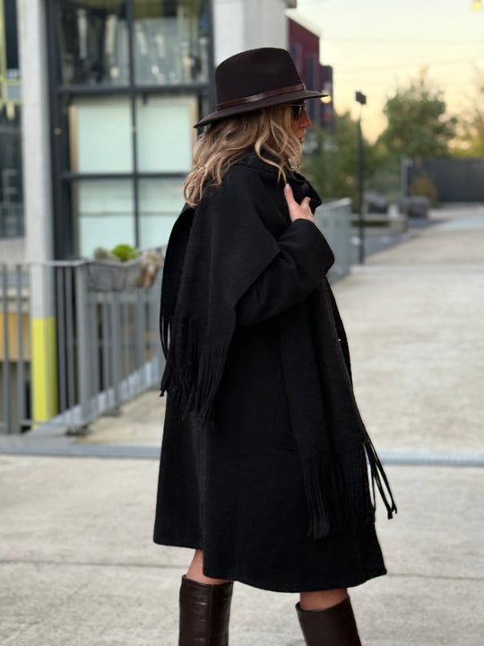 Manteau écharpe frange 5533