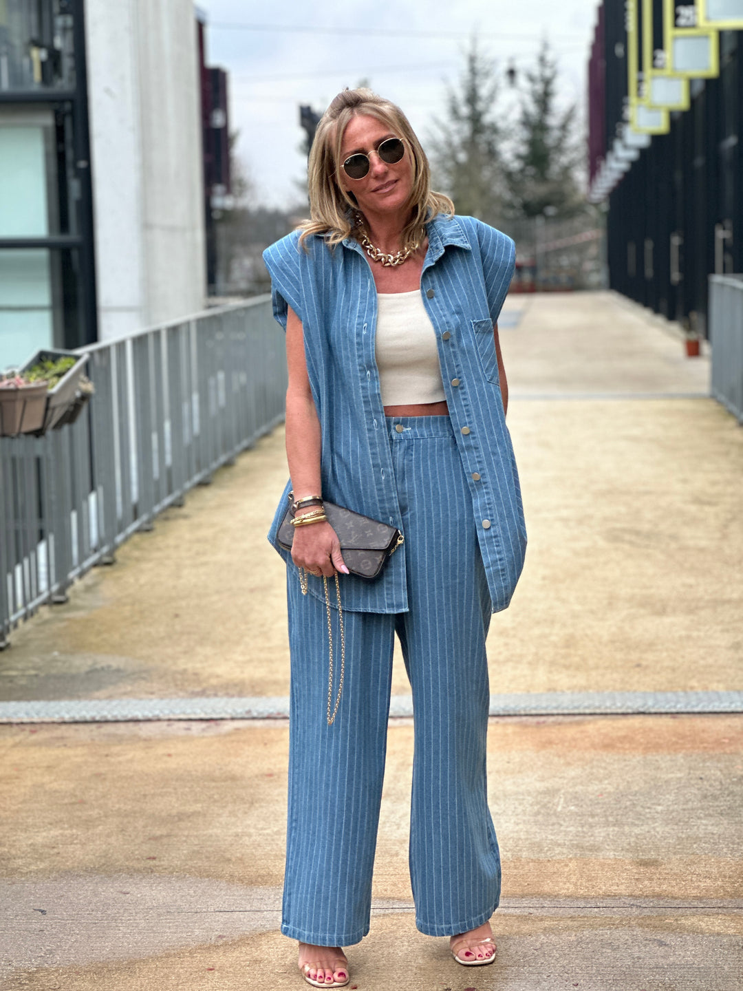 Ensemble jean rayure Bleu claire  / Tiago