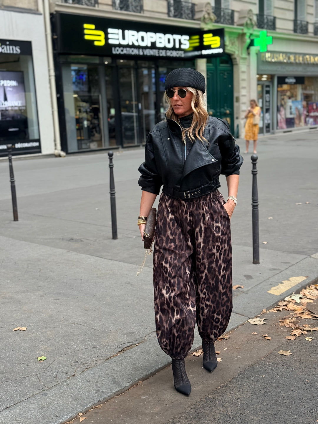 Veste similicuir cintré à la taille 8473 Noir